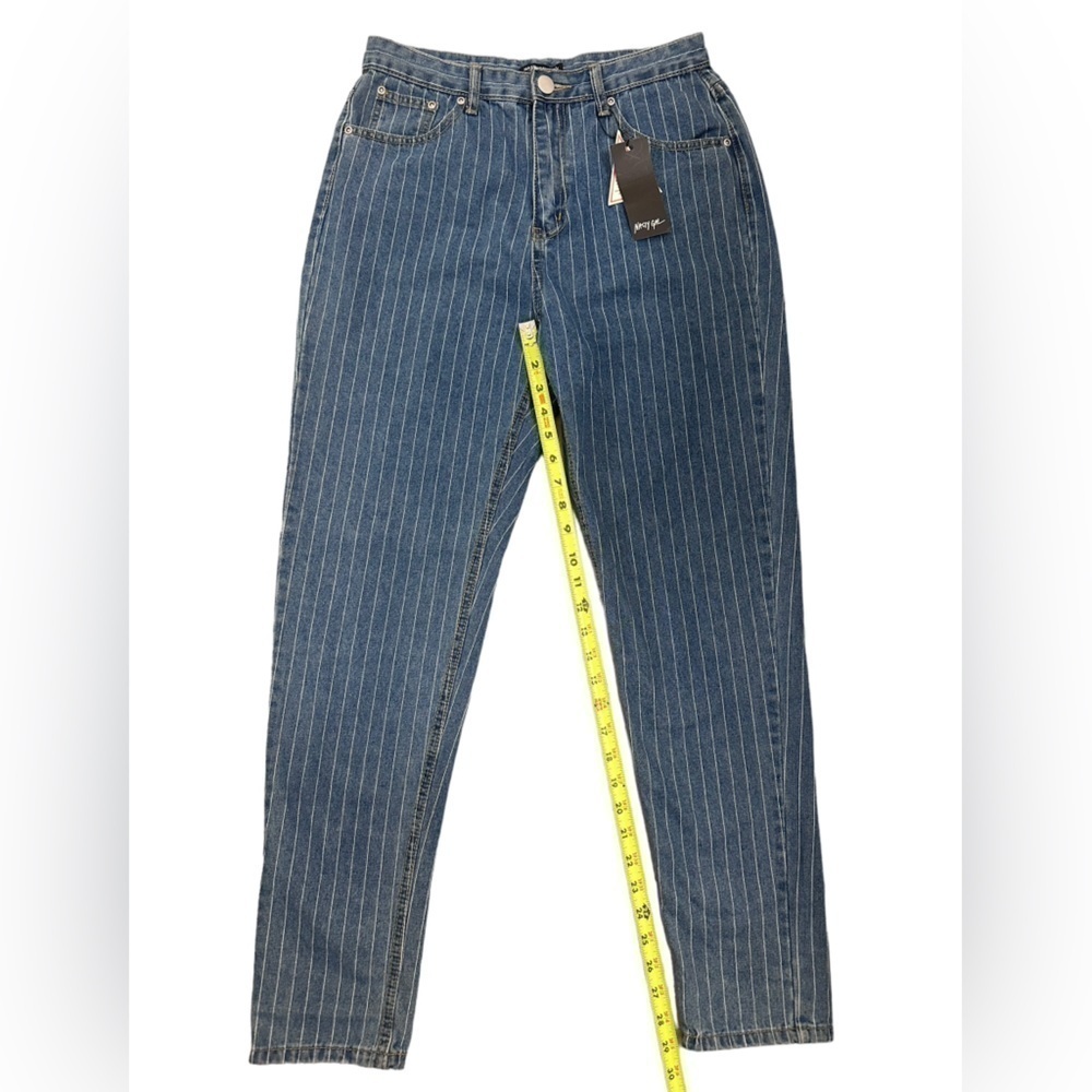 Nasty Gal High Waisted Denim Striped Mom Jeans Size 6 - Picture 13 of 16